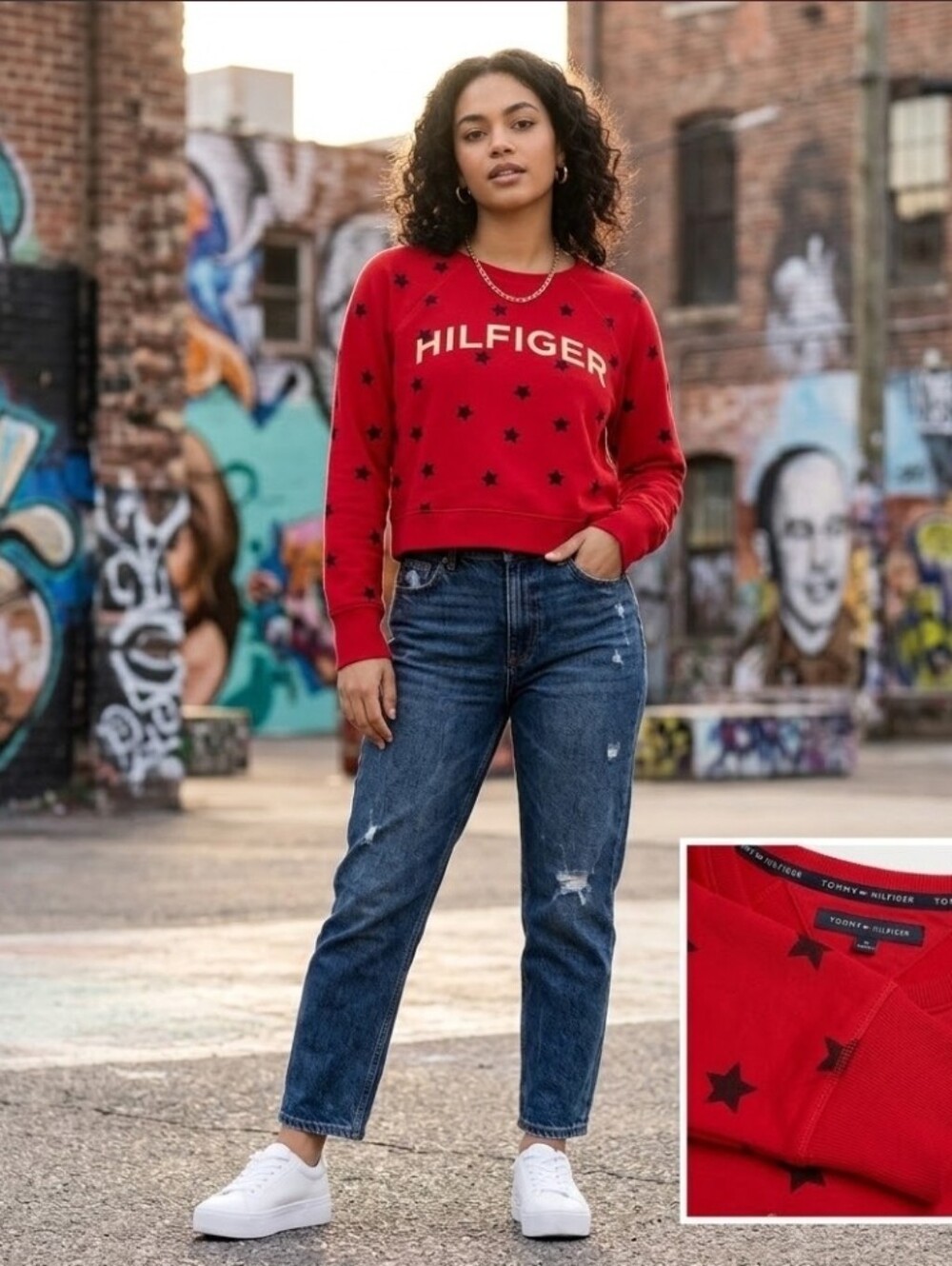 Tommy Hilfiger sport red cropped sweater size s